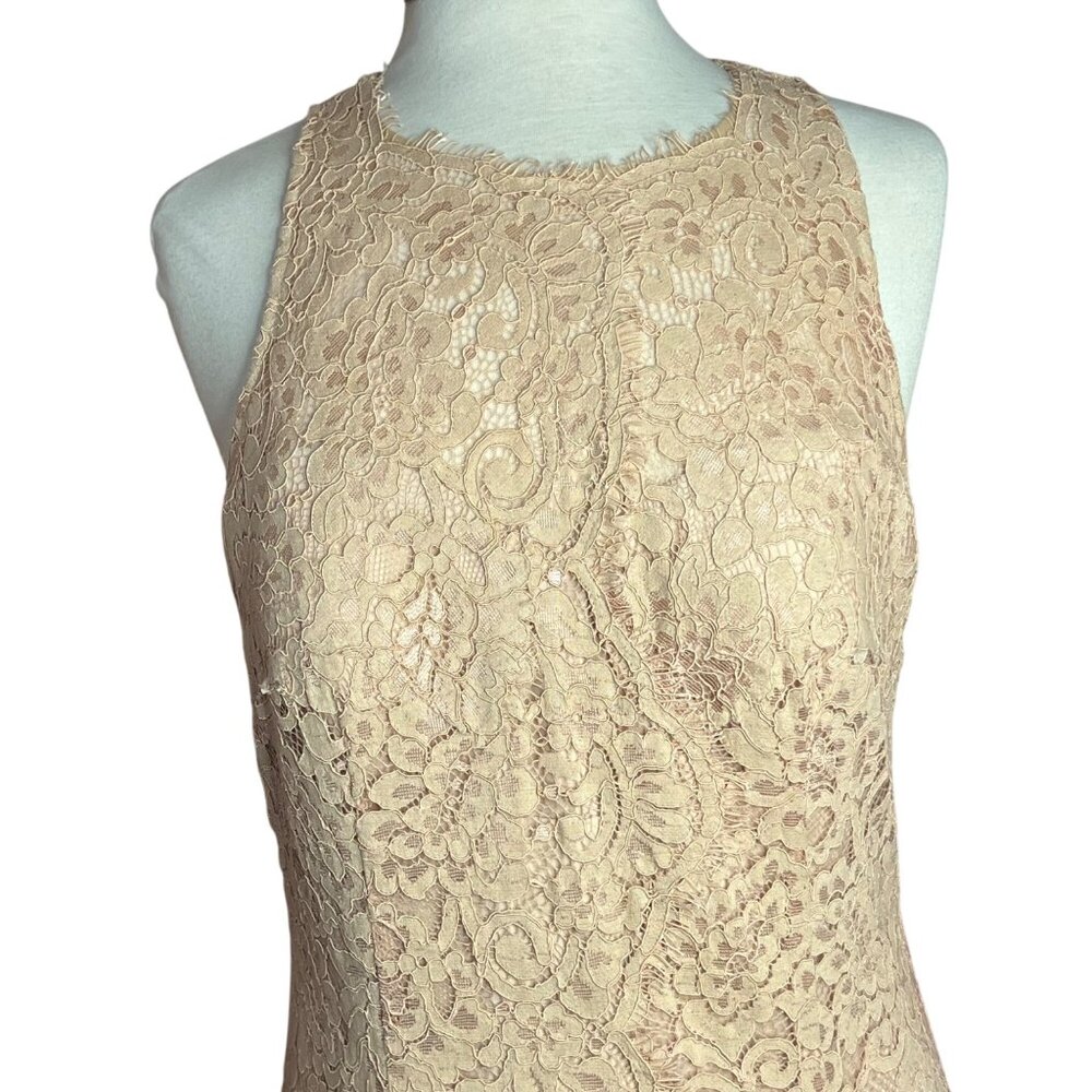 J S Collections 12 Formal Beige Lace Feminine Maxi Resort Wedding Event $248